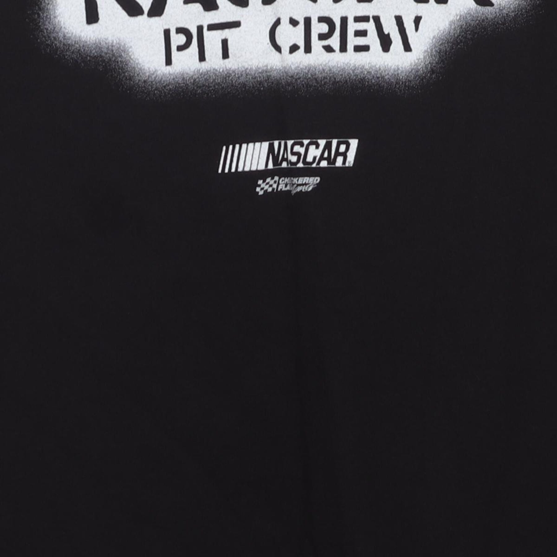 Close-up of the main graphic on the Vintage Y2K NASCAR "Pit Crew" T-Shirt - L