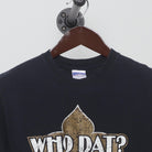 Close-up of the collar and tag on the Vintage Y2K New Orleans Saints "Who Dat?" T-Shirt - XS