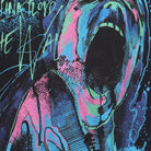 Close-up of the main graphic on the Vintage Y2K Pink Floyd "The Wall Scream" T-Shirt - L