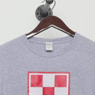 Close-up of the collar and tag on the Vintage Y2K Purina "Checkerboard Logo" T-Shirt - M