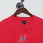 Close-up of the collar and tag on the Vintage Y2K Starter Nebraska Huskers "Big N Logo" T-Shirt - XL