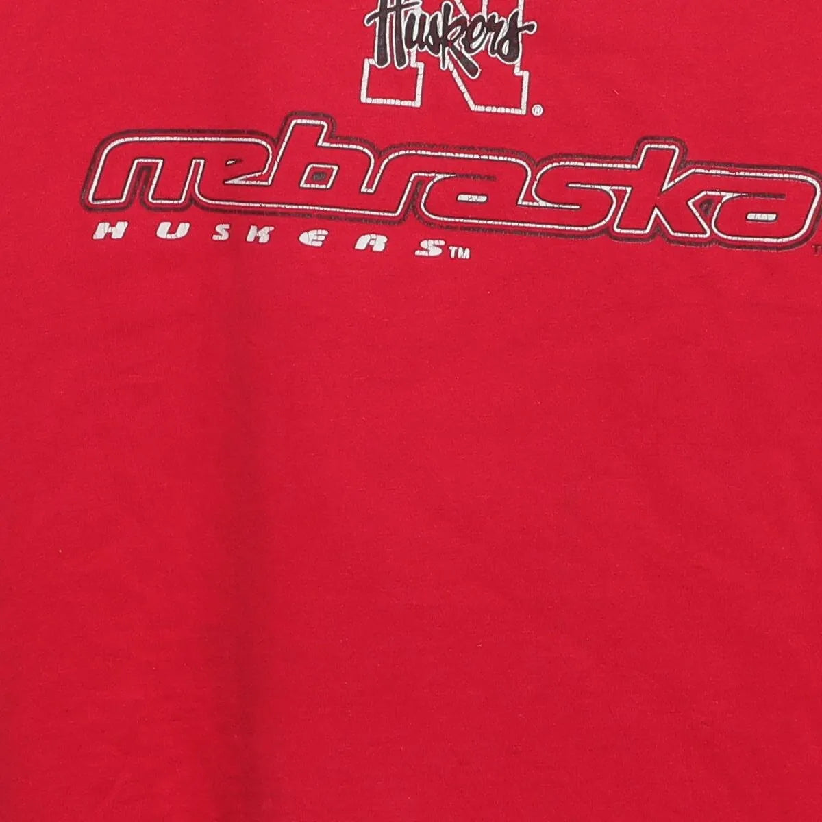 Close-up of the main graphic on the Vintage Y2K Starter Nebraska Huskers "Big N Logo" T-Shirt - XL
