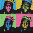 Close-up of the main graphic on the Vintage Y2K The Notorious B.I.G. "Warhol Pop Art Crown" T-Shirt - XL