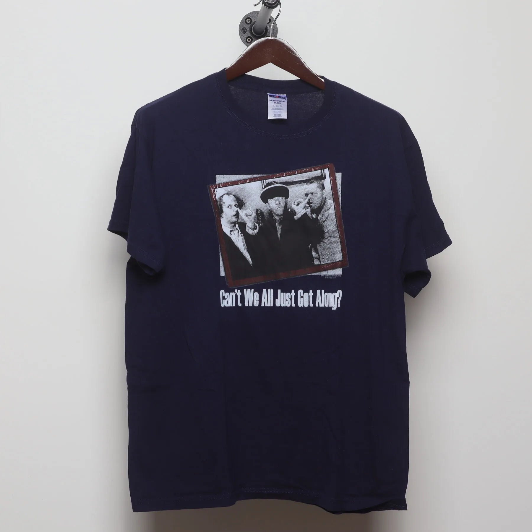 Front view of Vintage Y2K The Three Stooges "Can't We All Just Get Along?" T-Shirt - L