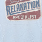 Close-up of the main graphic on the Vintage Y2K Tommy Bahama "Relaxation Specialist" T-Shirt - XL