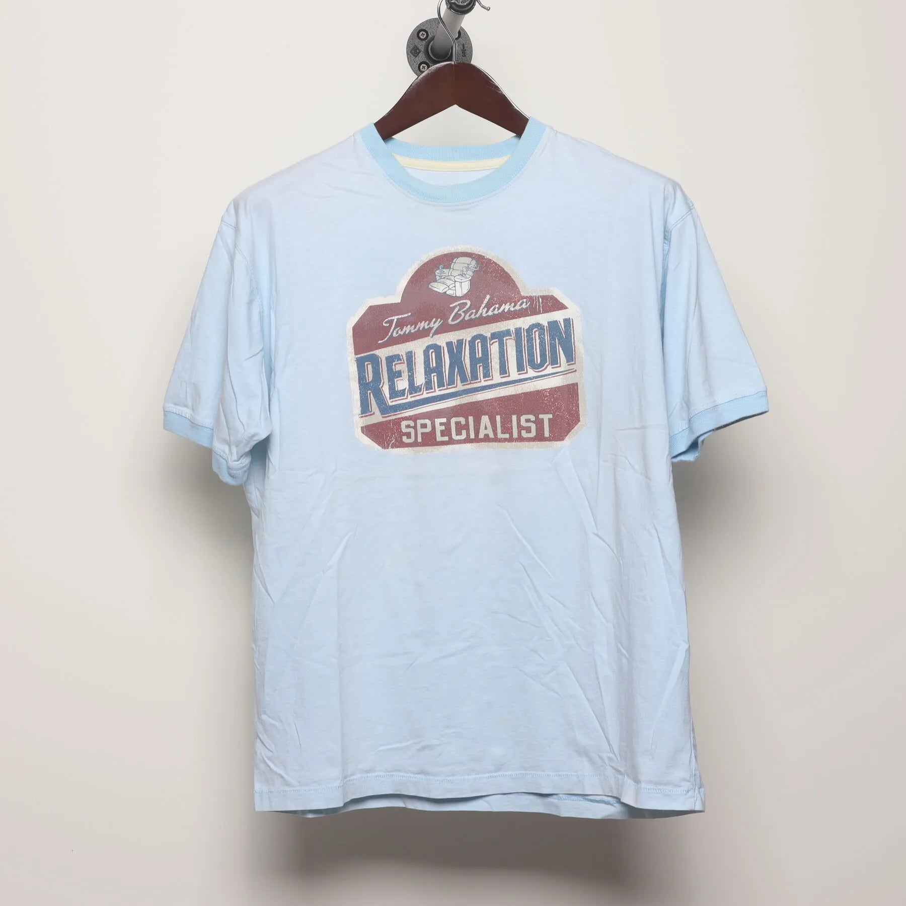 Front view of Vintage Y2K Tommy Bahama "Relaxation Specialist" T-Shirt - XL