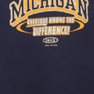 Close-up of the main graphic on the Vintage Y2K University of Michigan "Dynasty vs Wanna-Be" T-Shirt - L