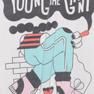 Close-up of the main graphic on the Vintage 2010s Young the Giant "Lounging Smoker" T-Shirt - XS