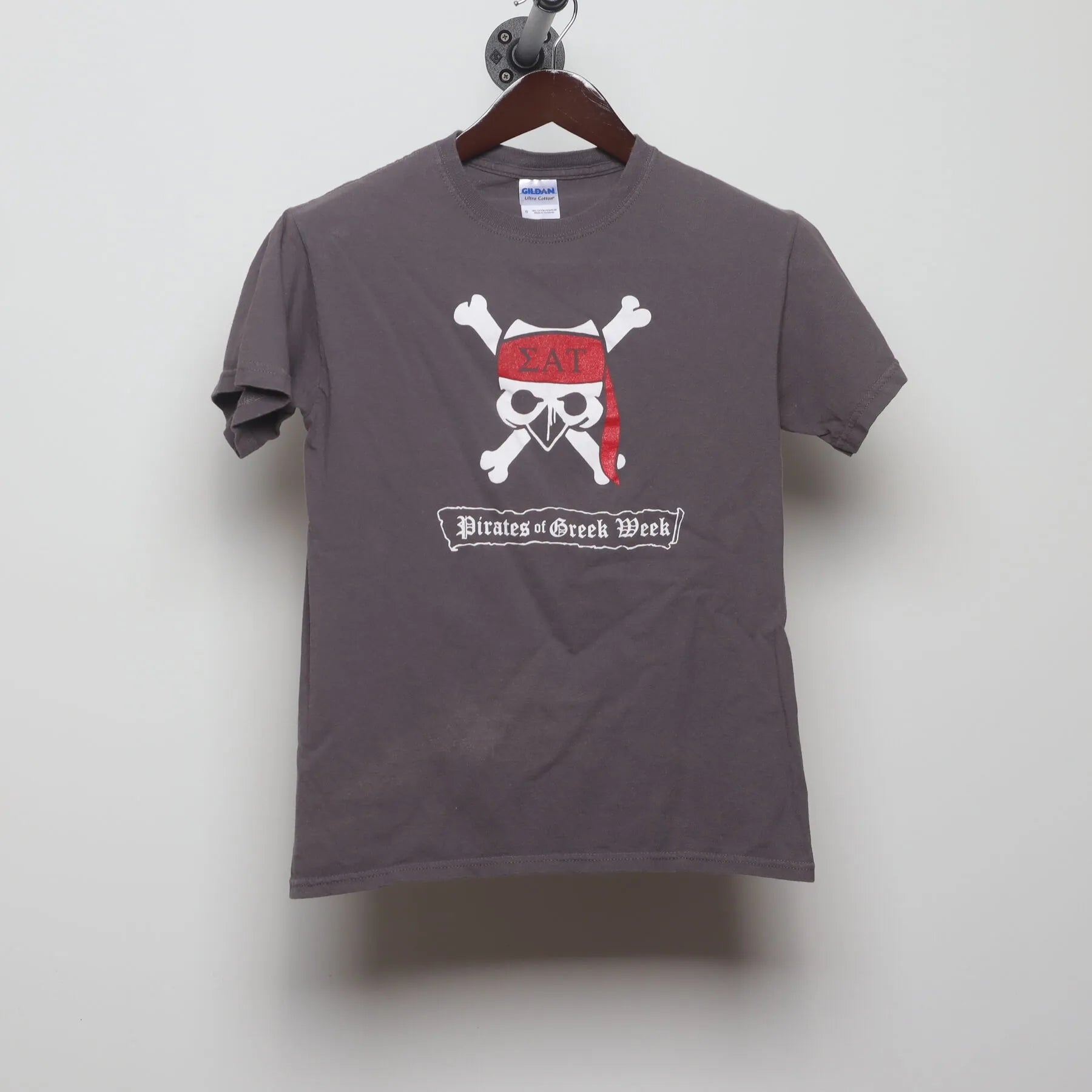 Front view of Vintage Y2K Sigma Alpha Tau "Pirates of Greek Week" T-Shirt - XS